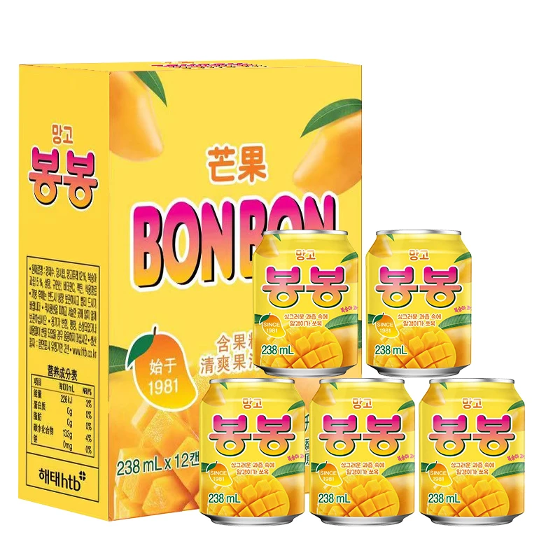 整箱韩国原装进口果肉饮料海太芒果汁饮料新鲜238ml*12瓶