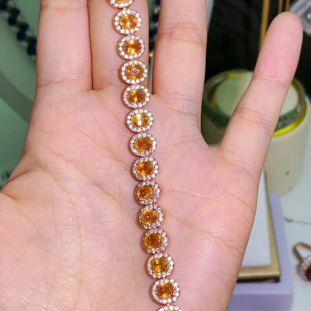 石榴石（芬达石）手链银S925镶嵌