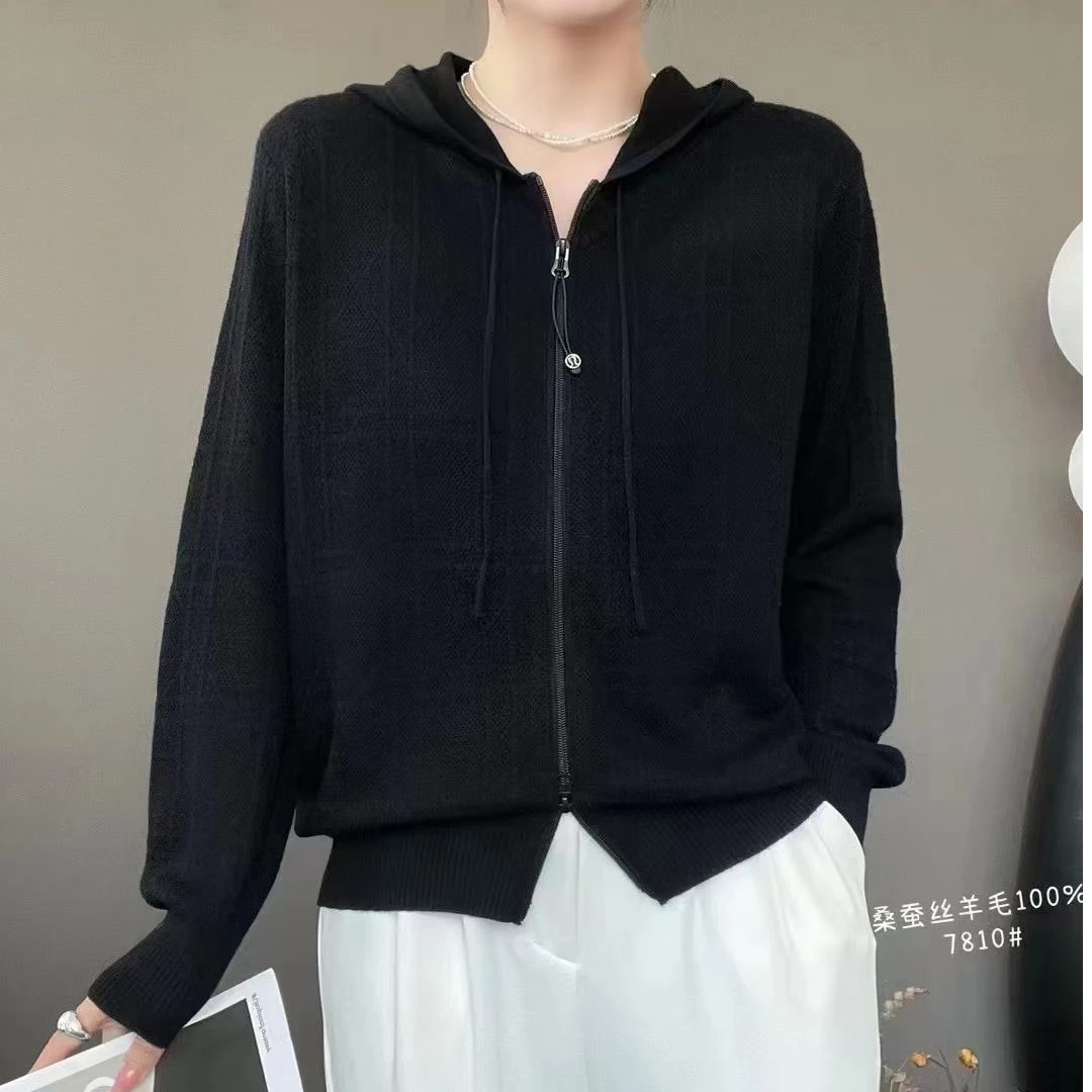 【开心推荐】2024新款羊毛拉链百搭打底帽衫