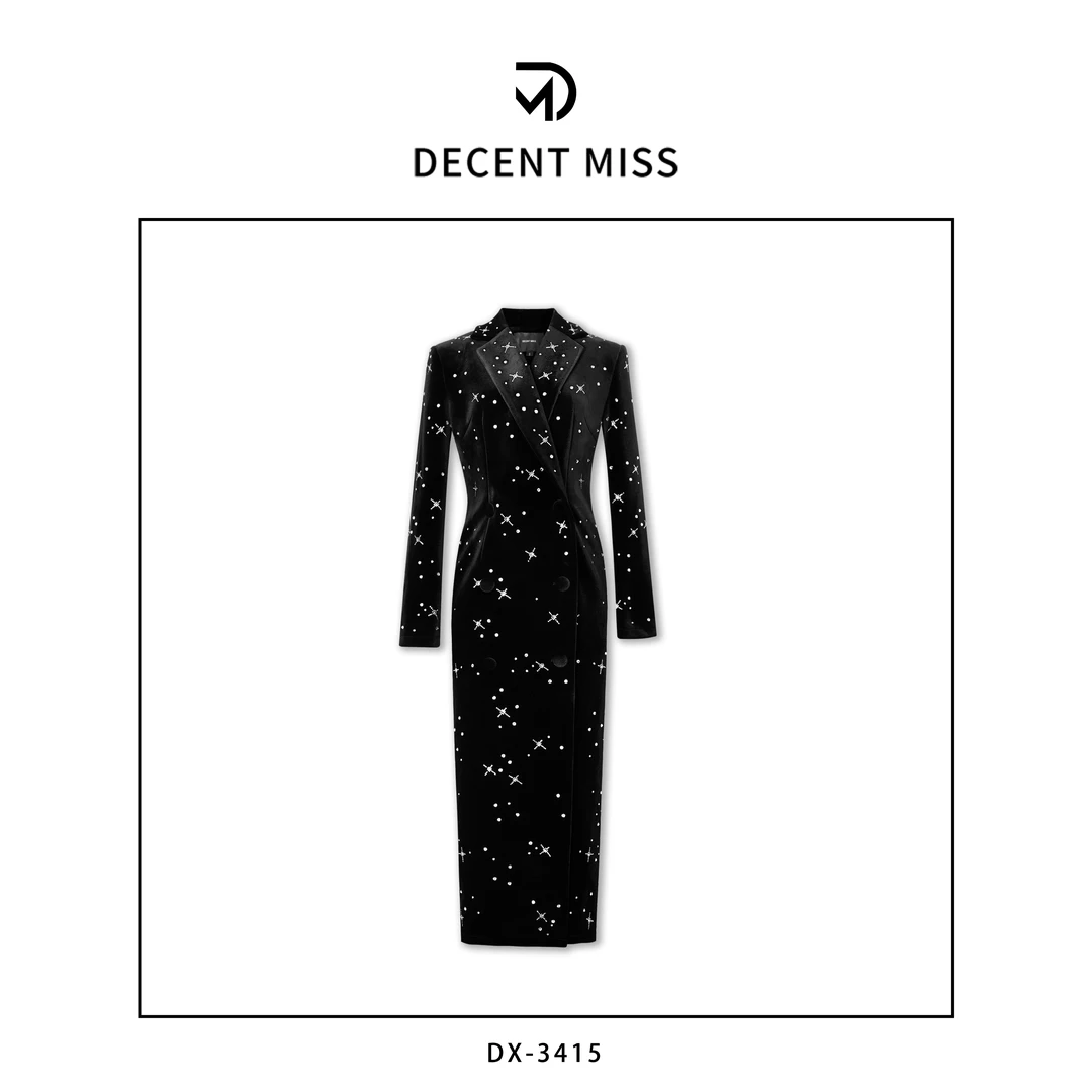 DECENT MISS独家原创烫钻华丽璀璨时尚修身雅韵满天星外套DX-3415