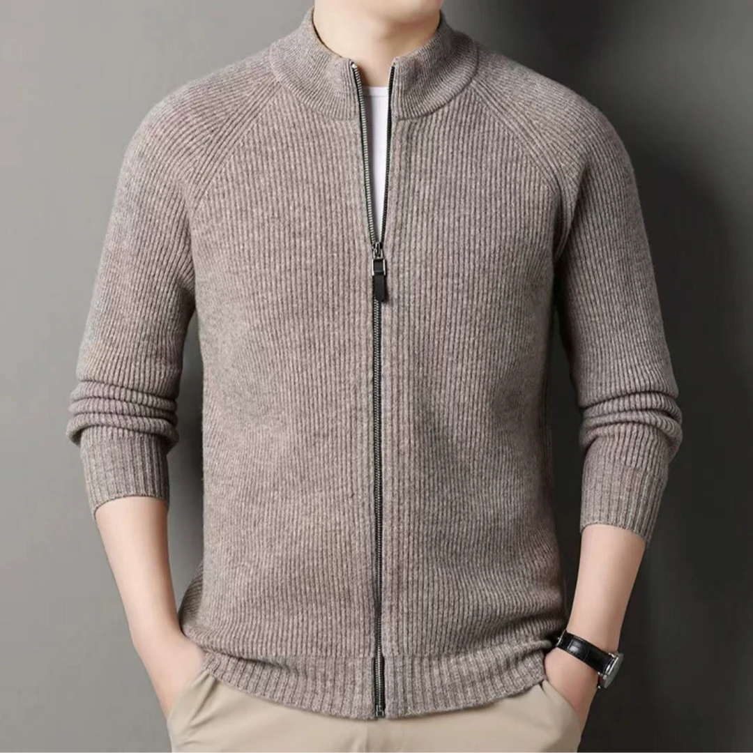 半高领全拉链针织开衫外套男羊毛开衫外穿毛衣高级感秋冬厚时尚