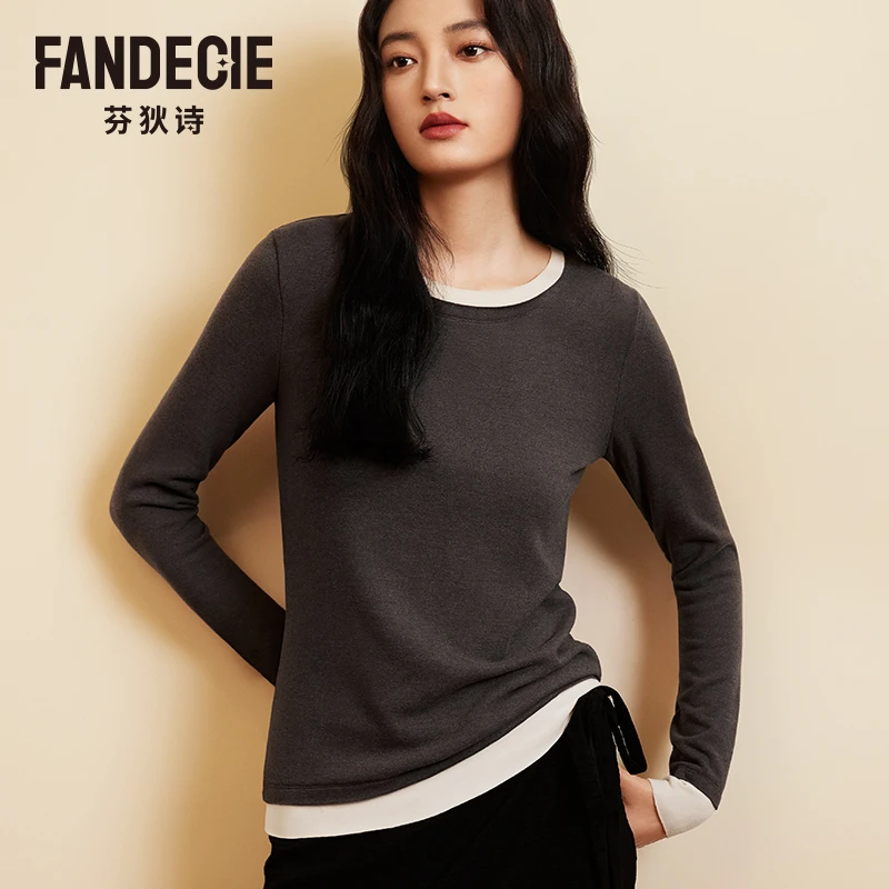 【星线好物】安莉芳芬狄诗打底衫女暖肤衣撞色修身秋衣FD00205