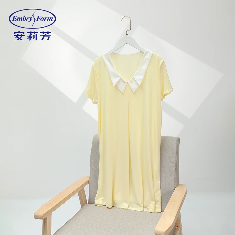 安莉芳女士气质家居裙时尚亲肤柔软薄款宽松中长款睡衣00734/733