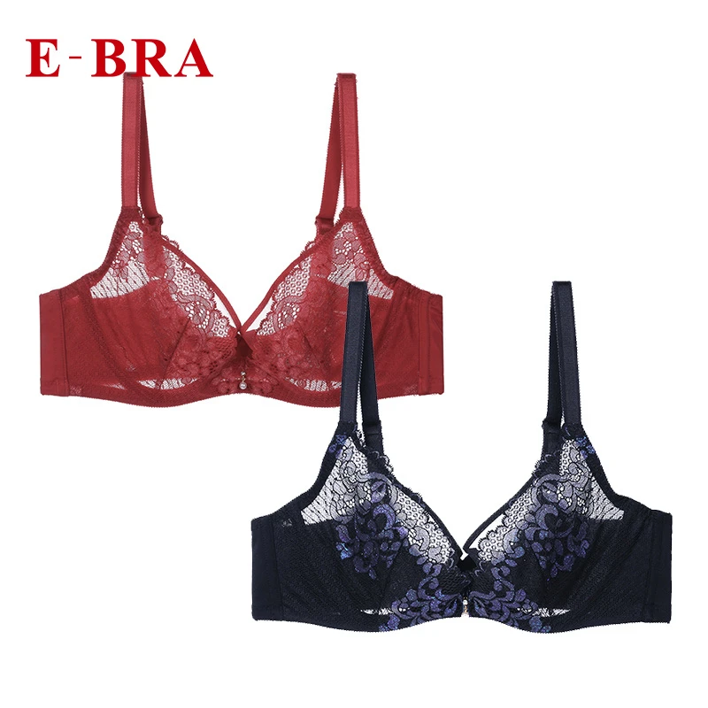 【2件装】安莉芳E-BRA内衣薄款水晶杯大胸显小蕾丝超薄款-KB00056