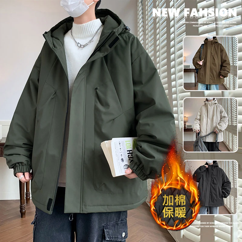 加厚大码棉衣加绒休闲夹克冬季保暖舒适二棉冲锋衣外套防风棉服