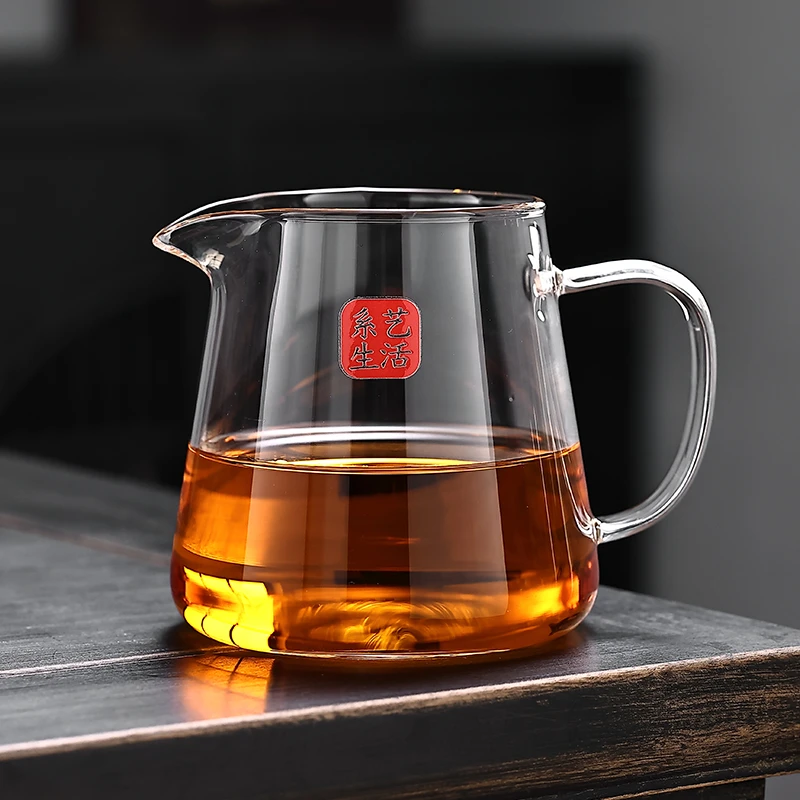 系艺生活玻璃公道杯茶漏一体茶海单个高档公杯加厚耐热分茶器
