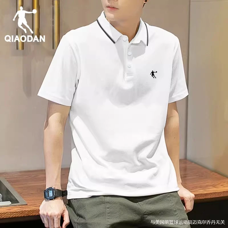 乔丹短袖T恤男2025新款冬季翻领上衣体恤男士商务POLO衫透气半袖
