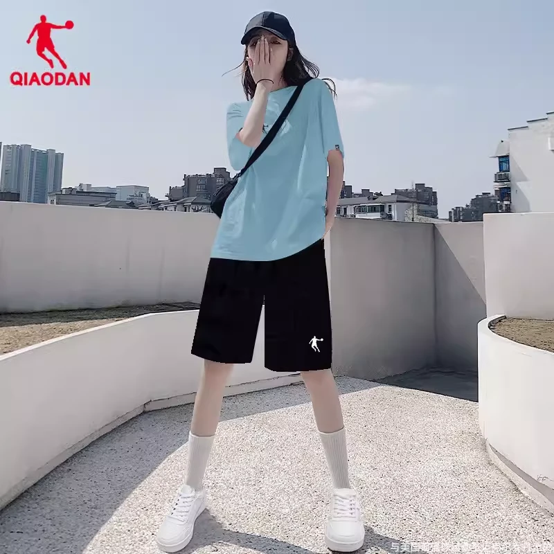 乔丹运动套装女装冬季宽松显瘦透气休闲短袖五分裤健身跑步两件套