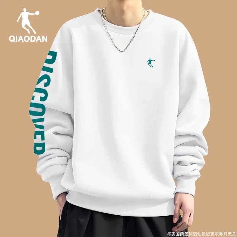 乔丹卫衣男款秋季新款官方旗舰青少年白色圆领上衣男士宽松运动服