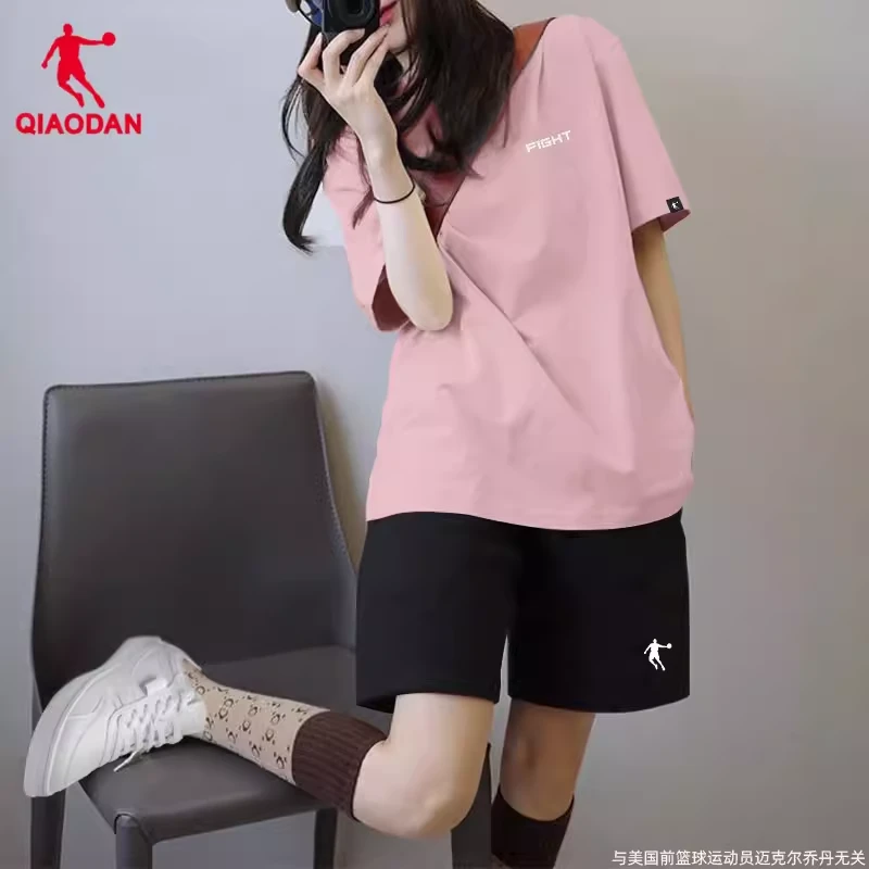乔丹运动套装女休闲女款跑步服宽松显瘦短袖短裤运动秋装两件套女