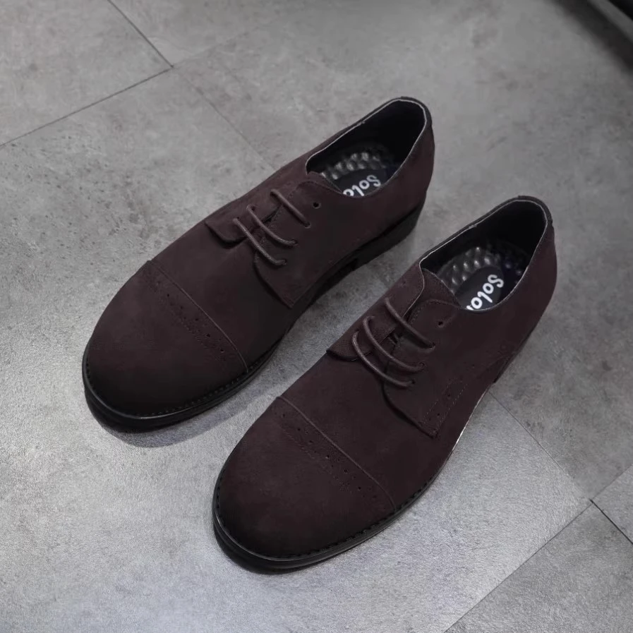 2024秋季新款英伦百搭休闲小皮鞋男式系带复古德比鞋时尚潮流皮鞋