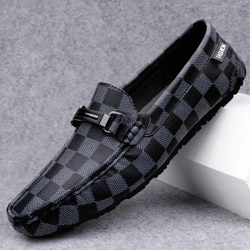 夏季新款男士休闲皮鞋真皮男鞋豆豆鞋男英伦驾车鞋一脚蹬轻便软底