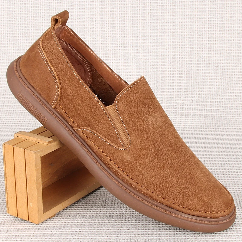 头层牛皮豆豆鞋男真皮乐福鞋夏季透气休闲懒人一脚蹬软皮软底皮鞋