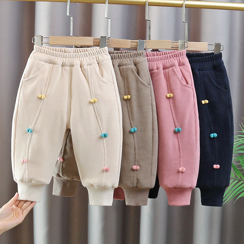 女童棉裤冬季外穿一条过冬女宝宝长裤三层加绒加厚小童保暖裤超厚