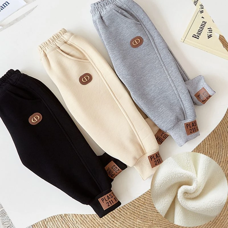 儿童裤子男童加绒裤秋冬外穿休闲裤小童装宝宝卫裤冬款女童运动裤