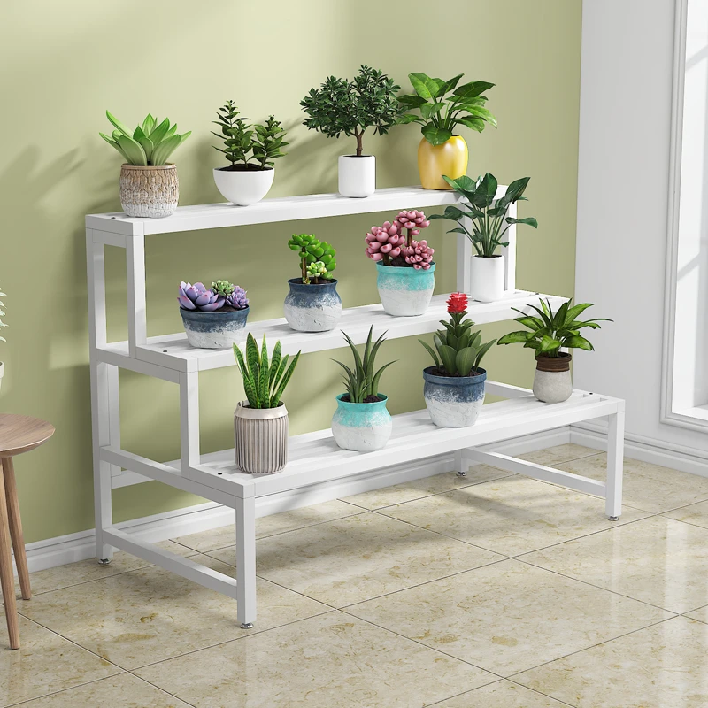 落地式阶梯式花架阳台简易家用轻奢户外盆栽多肉花架子带轮可移动