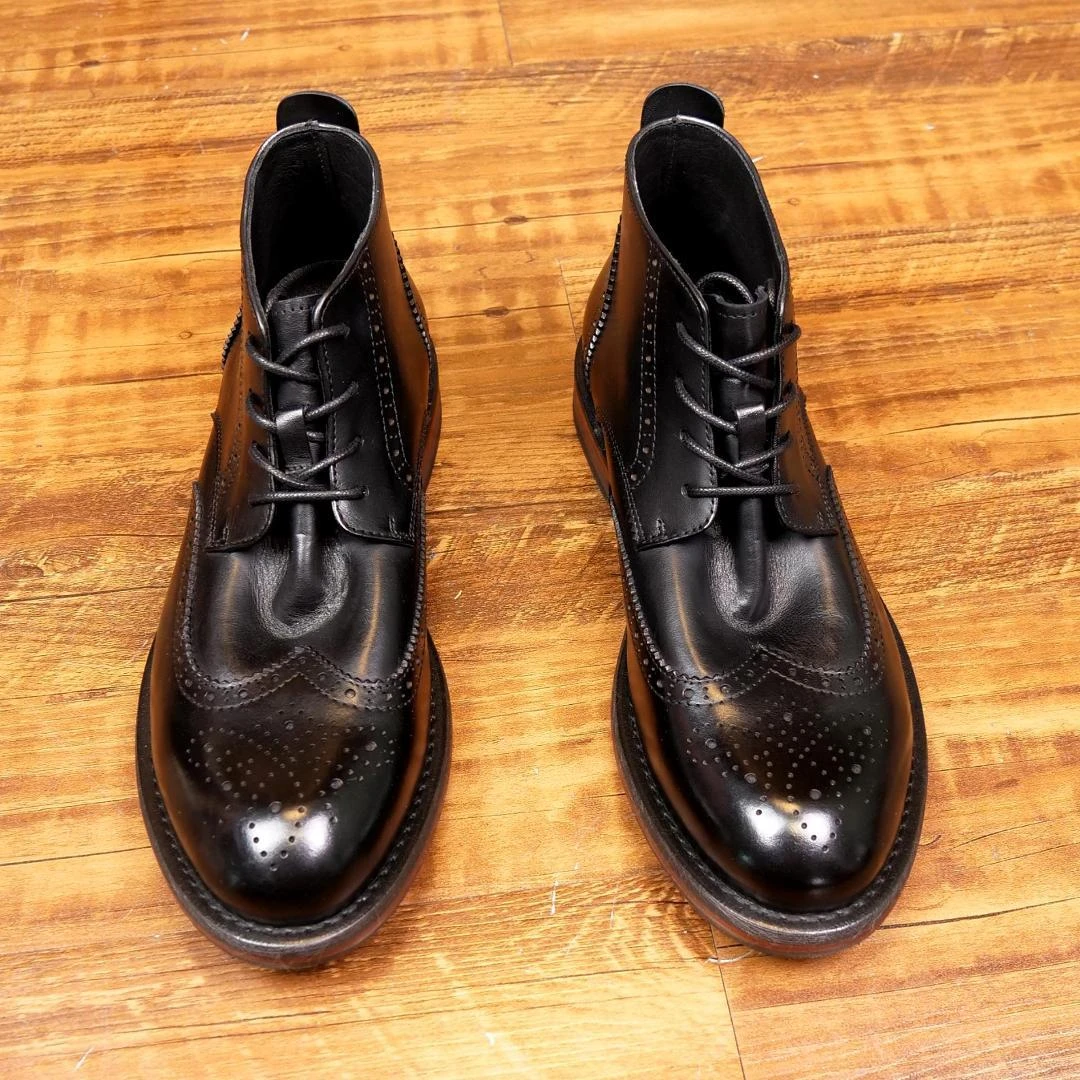 英伦复古布洛克雕花真皮男士短靴新款2025马丁靴冬季高帮皮鞋男