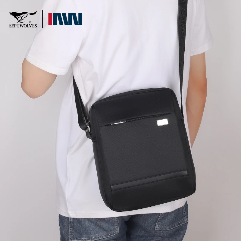 七匹狼单肩包男士包包休闲斜挎包牛津布男包大容量夏季帆布小背包