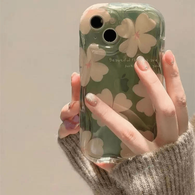 ins风绿色花朵透明iPhone14promax苹果13手机壳创意11新款女12软
