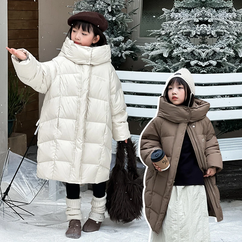 MZ【清仓619】新款童装加厚保暖长款儿童羽绒服连帽外套U226028