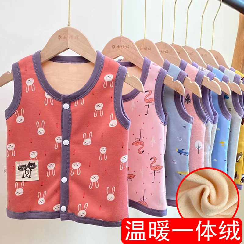 儿童马甲加绒加厚春秋冬宝宝坎肩男女童马甲开衫保暖婴儿背心打底