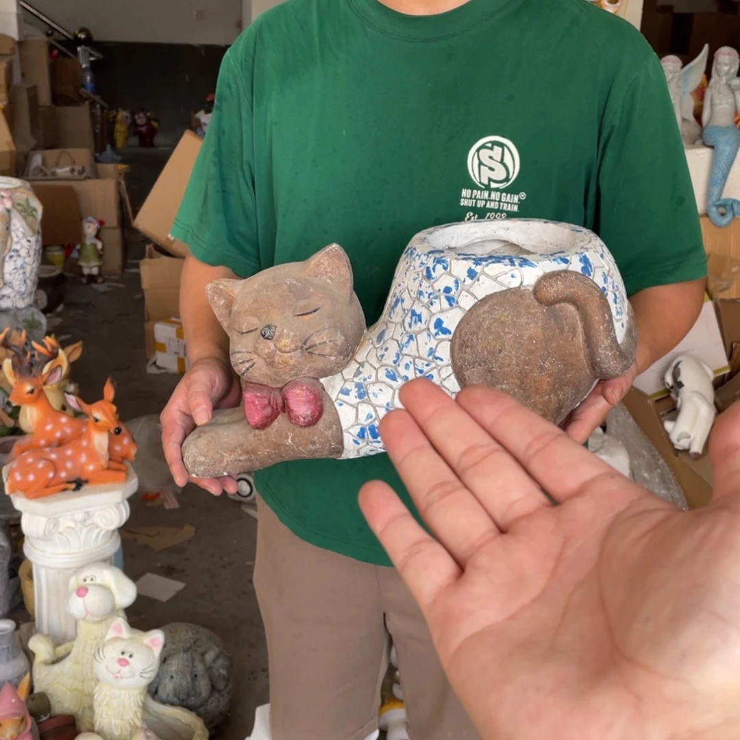 【闪购商品】氧化镁青花猫咪盆