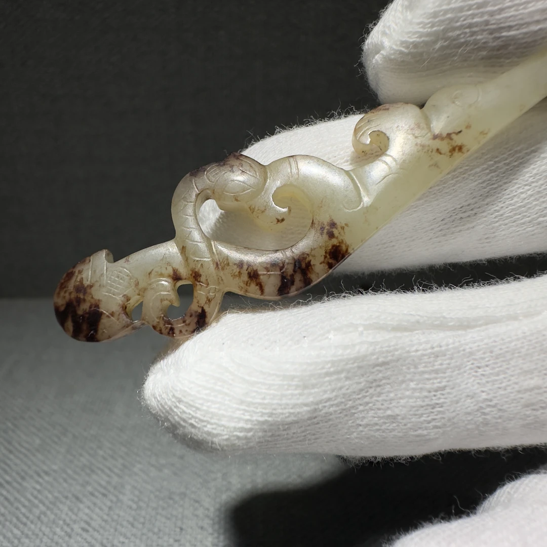 和田白玉~双虺龙挖耳勺
