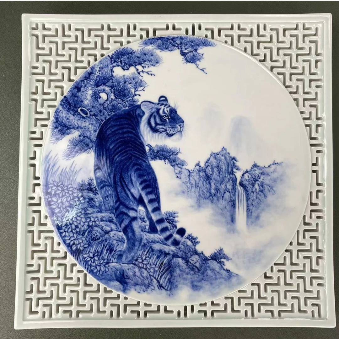 彧兮竹柴窑 老虎干湿两用干泡台 手工手绘 景德镇茶具 直径27.5