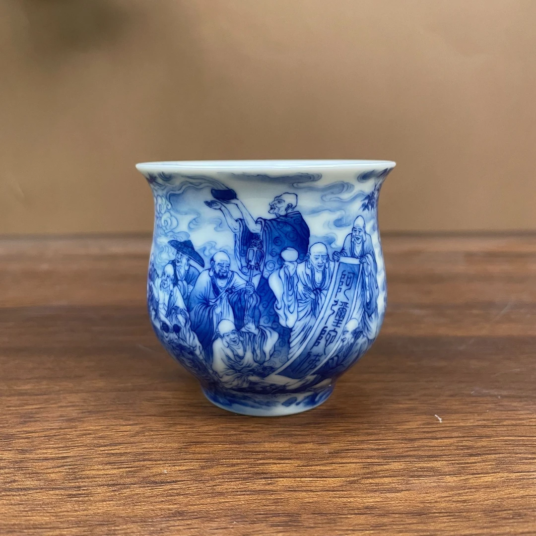 【晓竹窑】重工十八罗汉高炉式杯 手工手绘景德镇茶具 容量100毫升