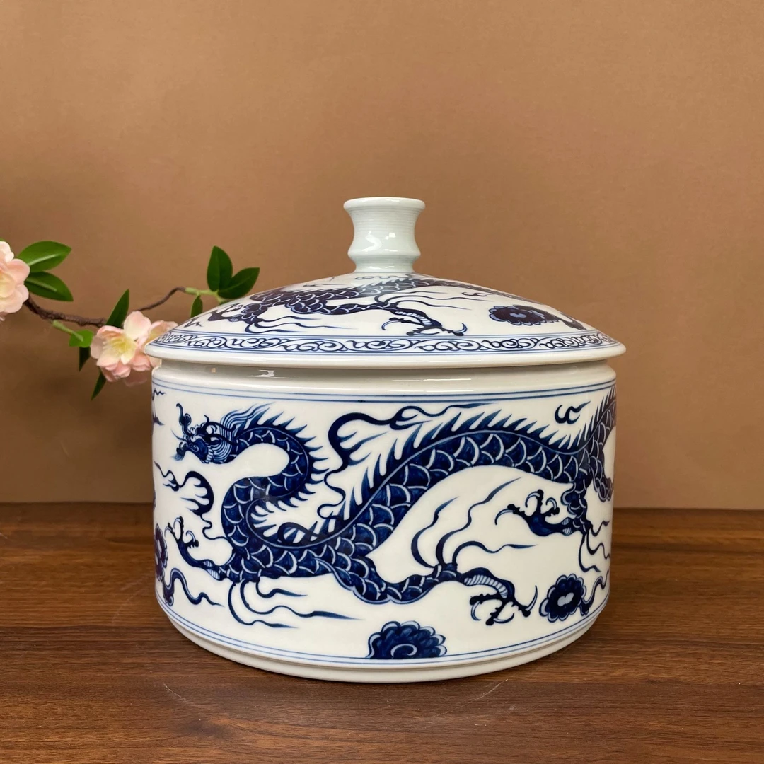 【怀山堂】三龙茶叶罐茶仓 手工手绘景德镇茶具两斤装