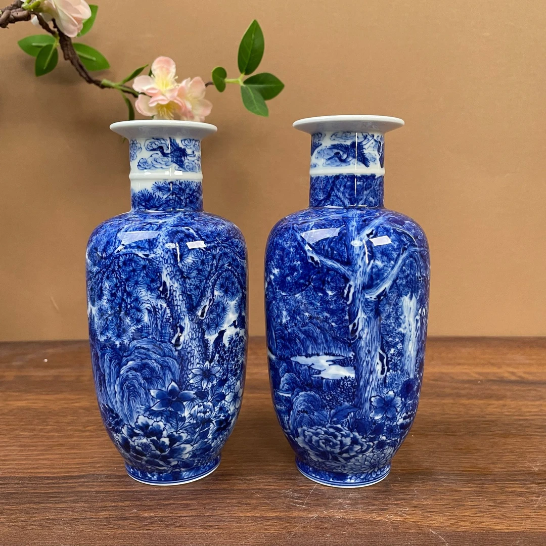 【玄泽】重工国画山水小花瓶 手工手绘 景德镇茶具 高16cm