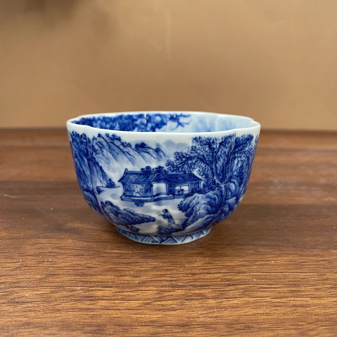 【玄泽】重工国画山水方器杯 手工手绘 景德镇茶具 容量100毫升