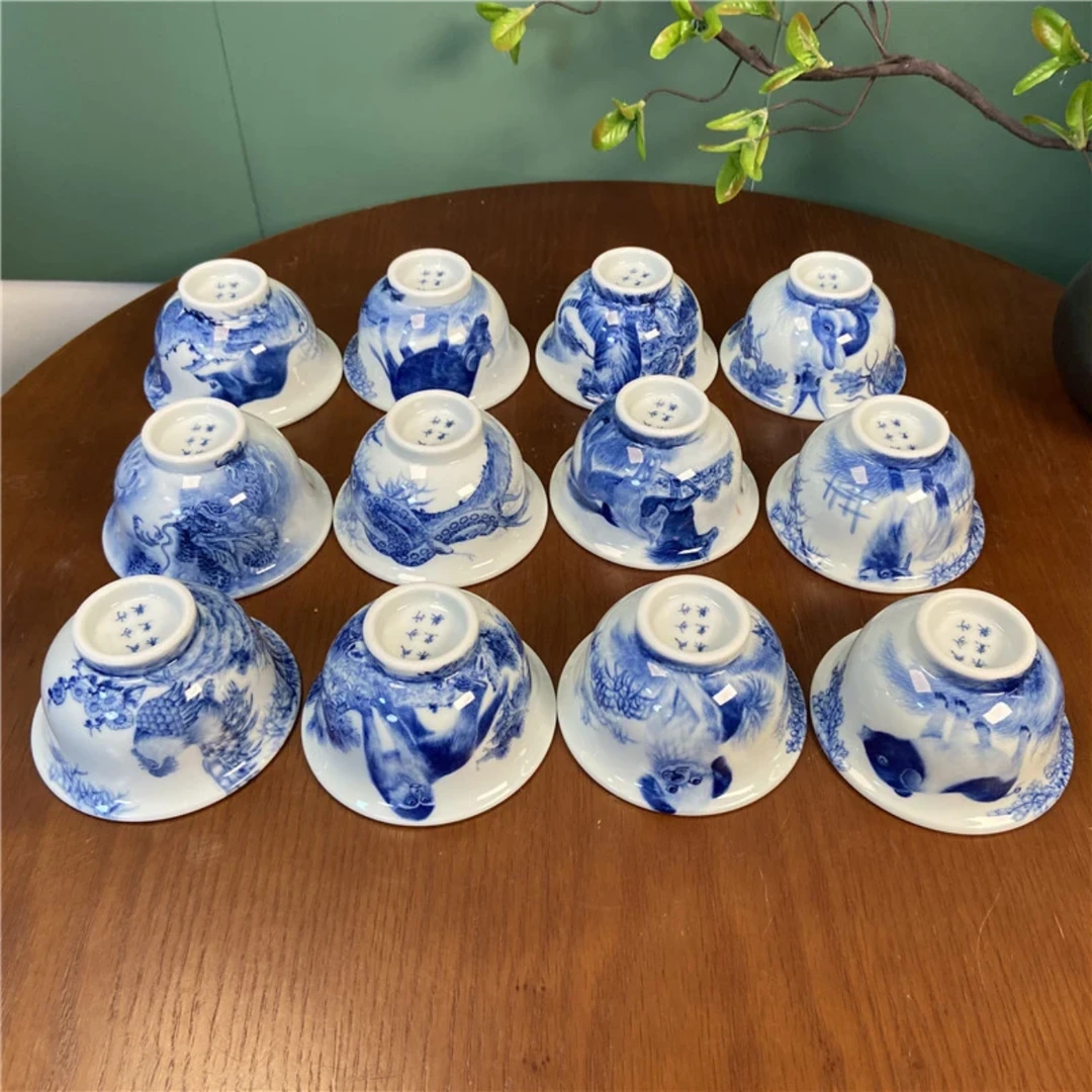 【彧兮竹】十二生肖 彧兮竹柴窑 压手杯 手工手绘 景德镇茶具