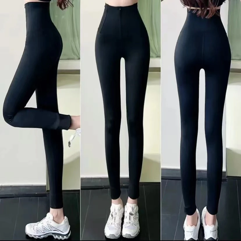 卡卡第十九代新品高腰双压收腹拉链鲨鱼裤