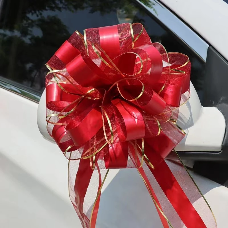 婚车拉花蝴蝶结丝带汽车车队后视镜扶手楼梯装饰结婚拉花婚房布置