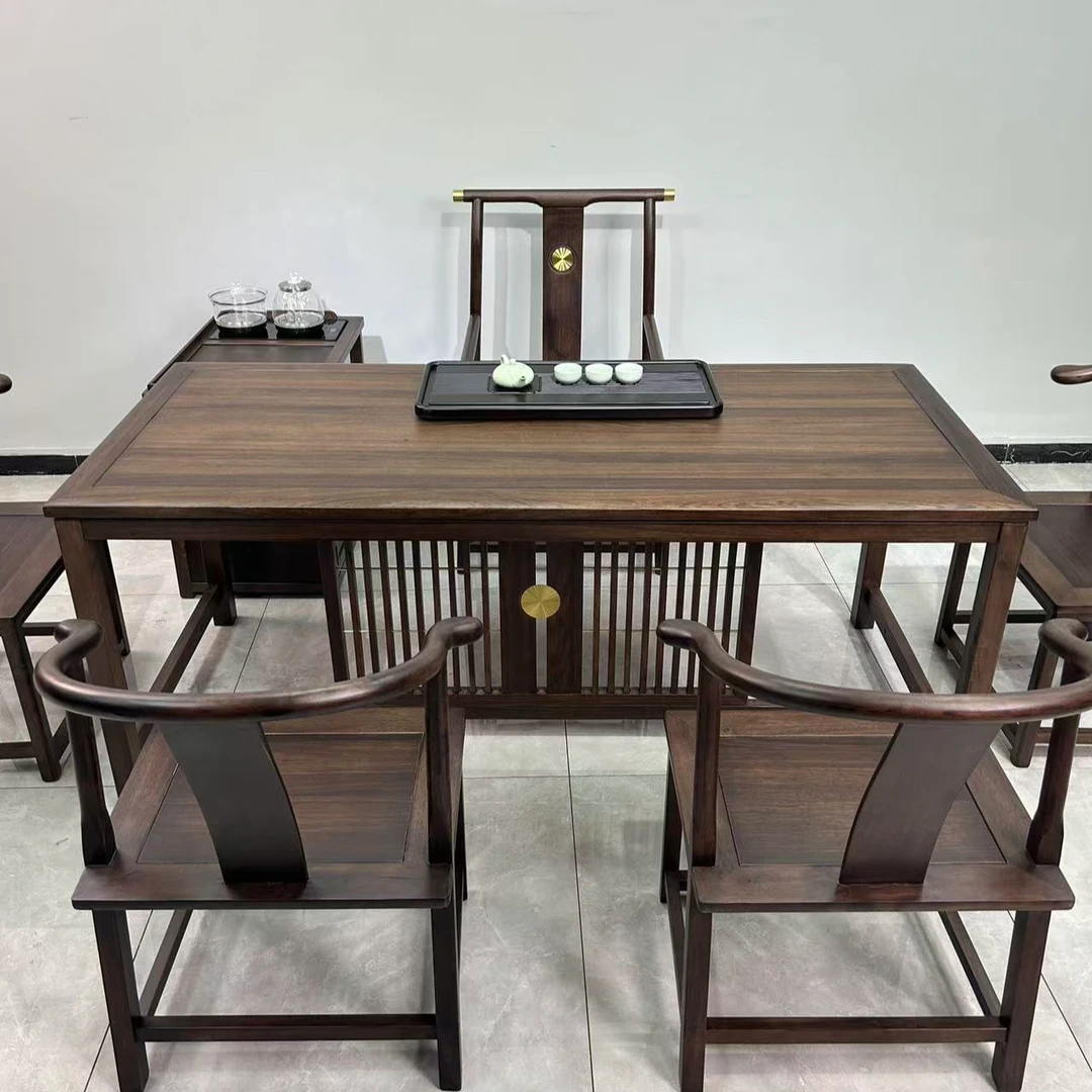 乌金木茶桌椅一整套组合禅意办公室茶几套装一体泡茶台新茶台