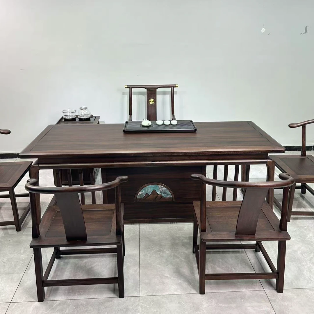 （协商专拍）链接干泡桌茶桌椅组合乌金木新中式茶桌椅家用办公