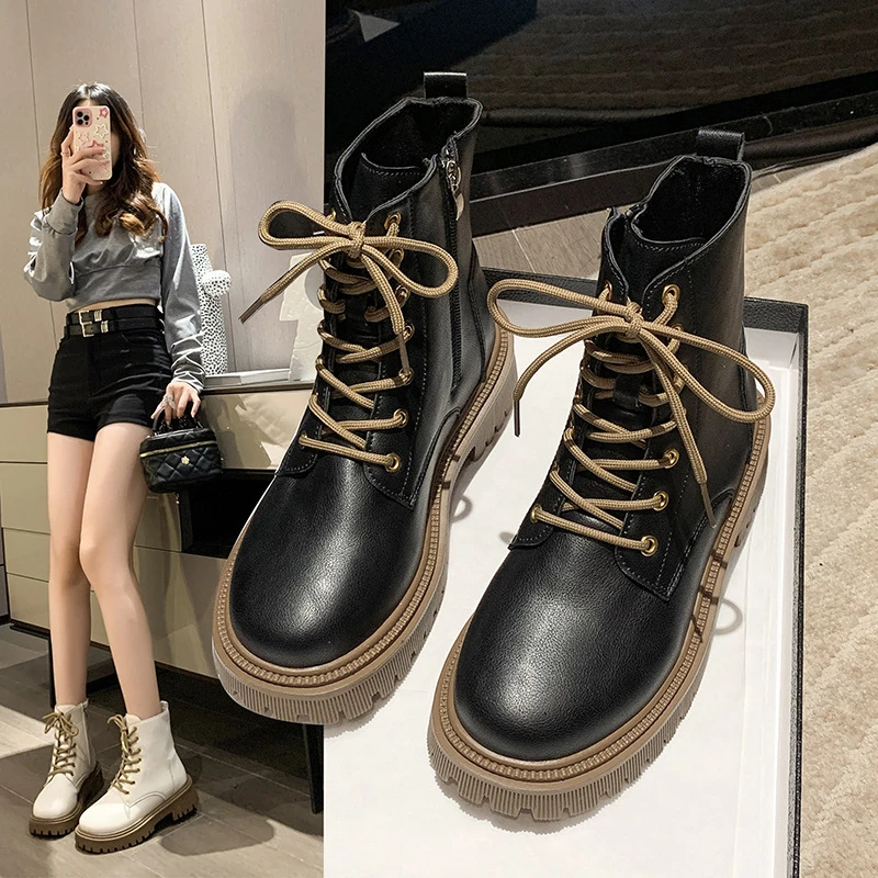 马丁靴女2023年秋冬新款ins潮炸街小短靴甜酷设计百搭小个子靴子