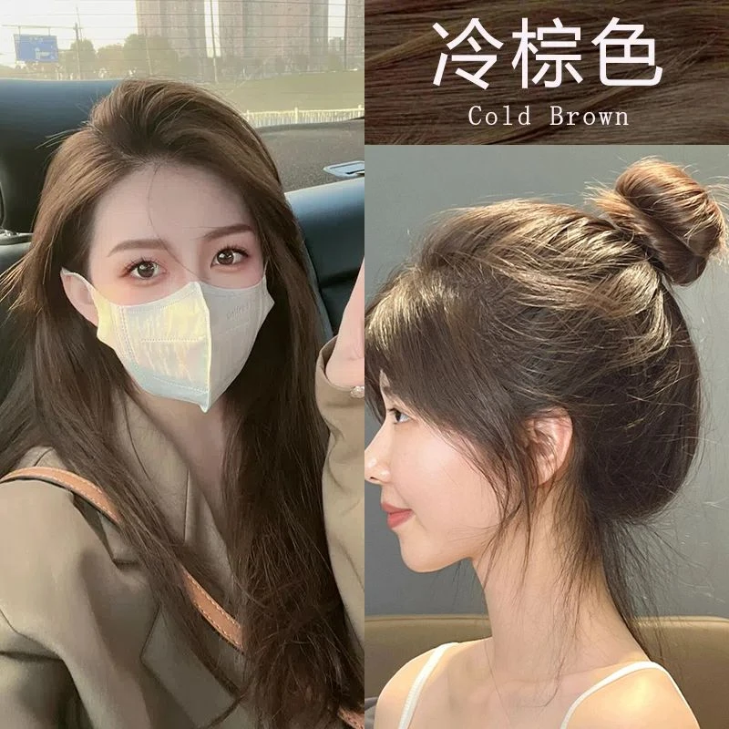 冷棕色亚麻色2023流行色显白不伤发染发免漂植物在家染发蓝朵纷彩