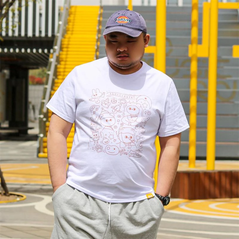 TRCE镭创/原创系列夏季大码休闲透气舒适涂鸦满印花男士短袖T恤