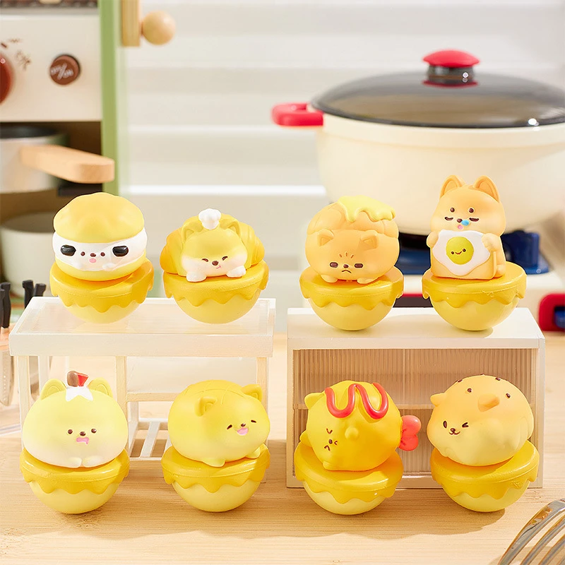 【拆盒】面包小狗不倒翁可爱桌面摆件