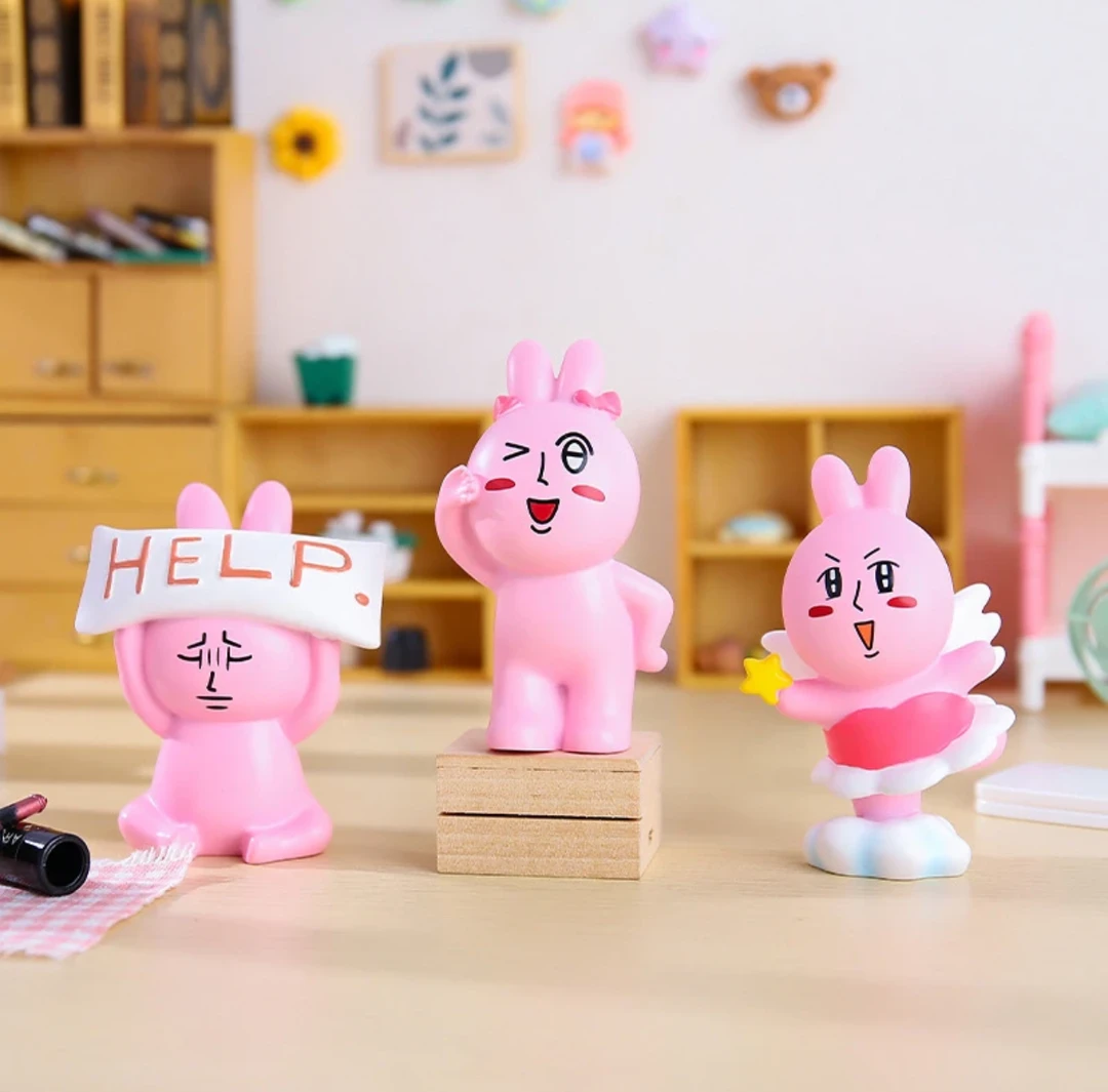 【拆盒】沙雕粉红兔子可爱桌面摆件
