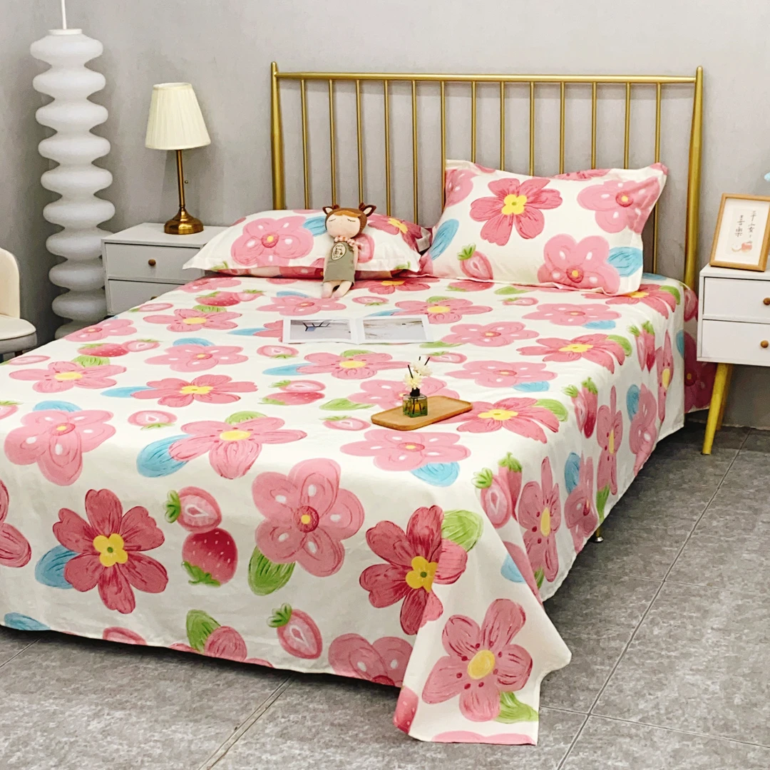 【草莓花】纯棉床单斜纹100%全棉单品250*230cm