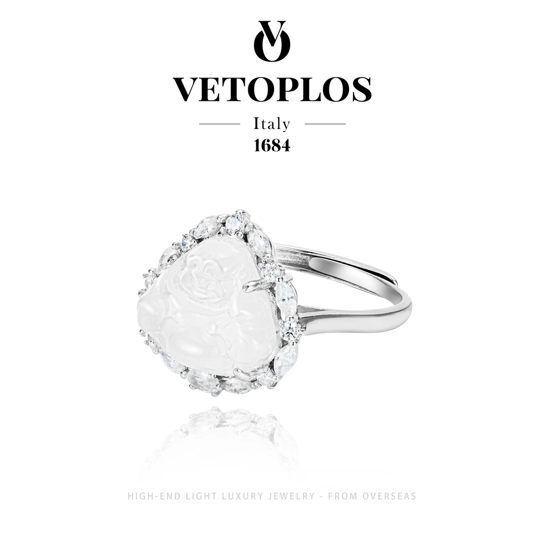 925银 【马达加斯加弥勒佛公】轻奢活口戒F1009