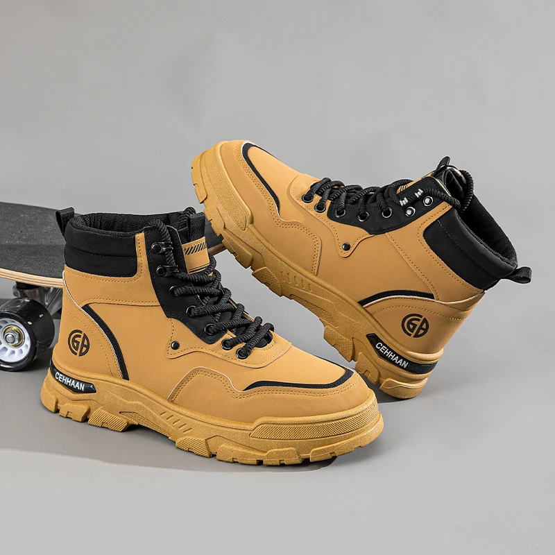 【爆款升级】秋冬新款男士马丁靴休闲男鞋防滑耐磨简约工装大黄靴