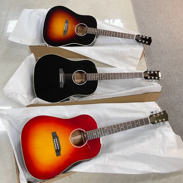 41寸新品手工民谣全单板J45复古擦色演奏级专业弹唱吉他