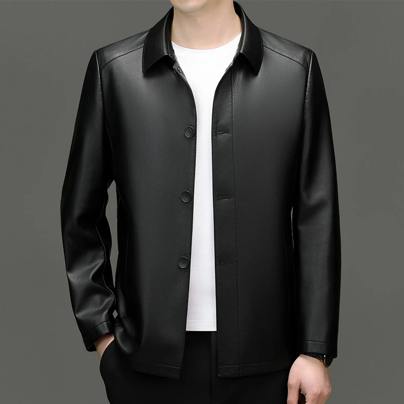 【Aura专属】新款男士纽扣版休闲时尚山羊皮外套