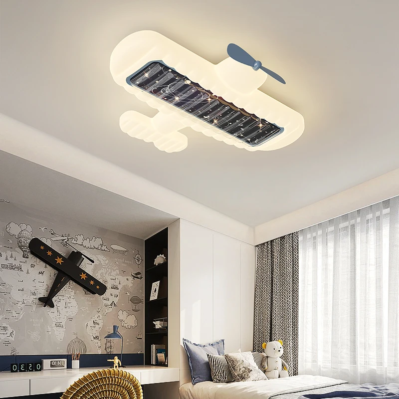 儿童房灯全光谱护眼星空飞机灯现代简约男女孩卧室灯个性房间灯