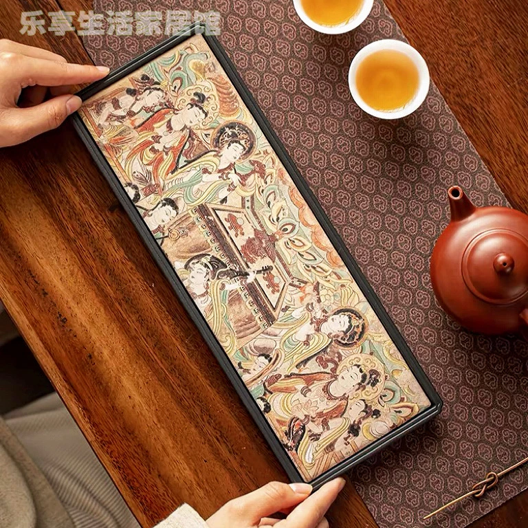 中式复古梦回敦煌传统小型茶盘简约功夫茶具配件干泡盘茶托盘