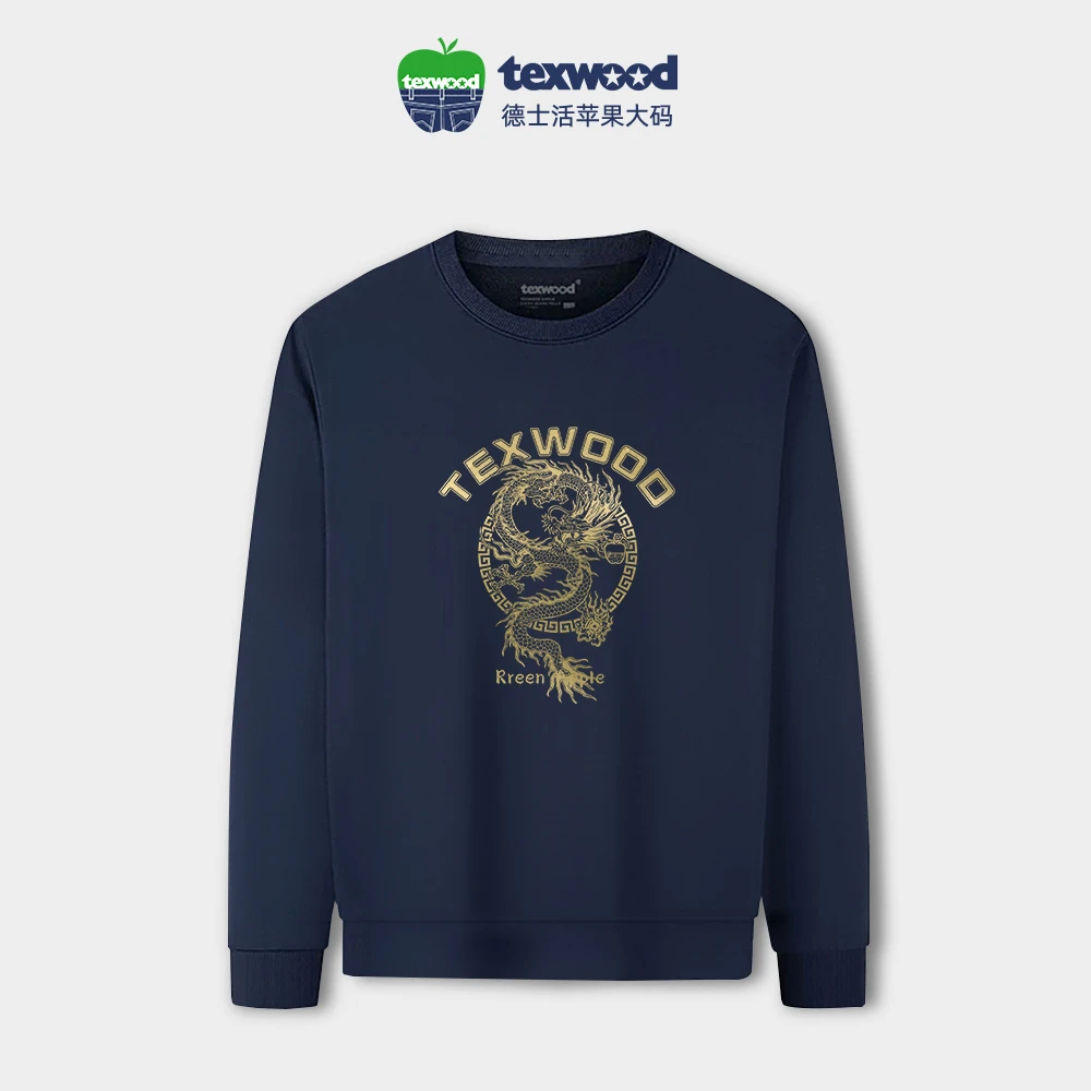 Texwood/德士活【大码男装】肥佬秋季男上衣休闲百搭圆领卫衣10040